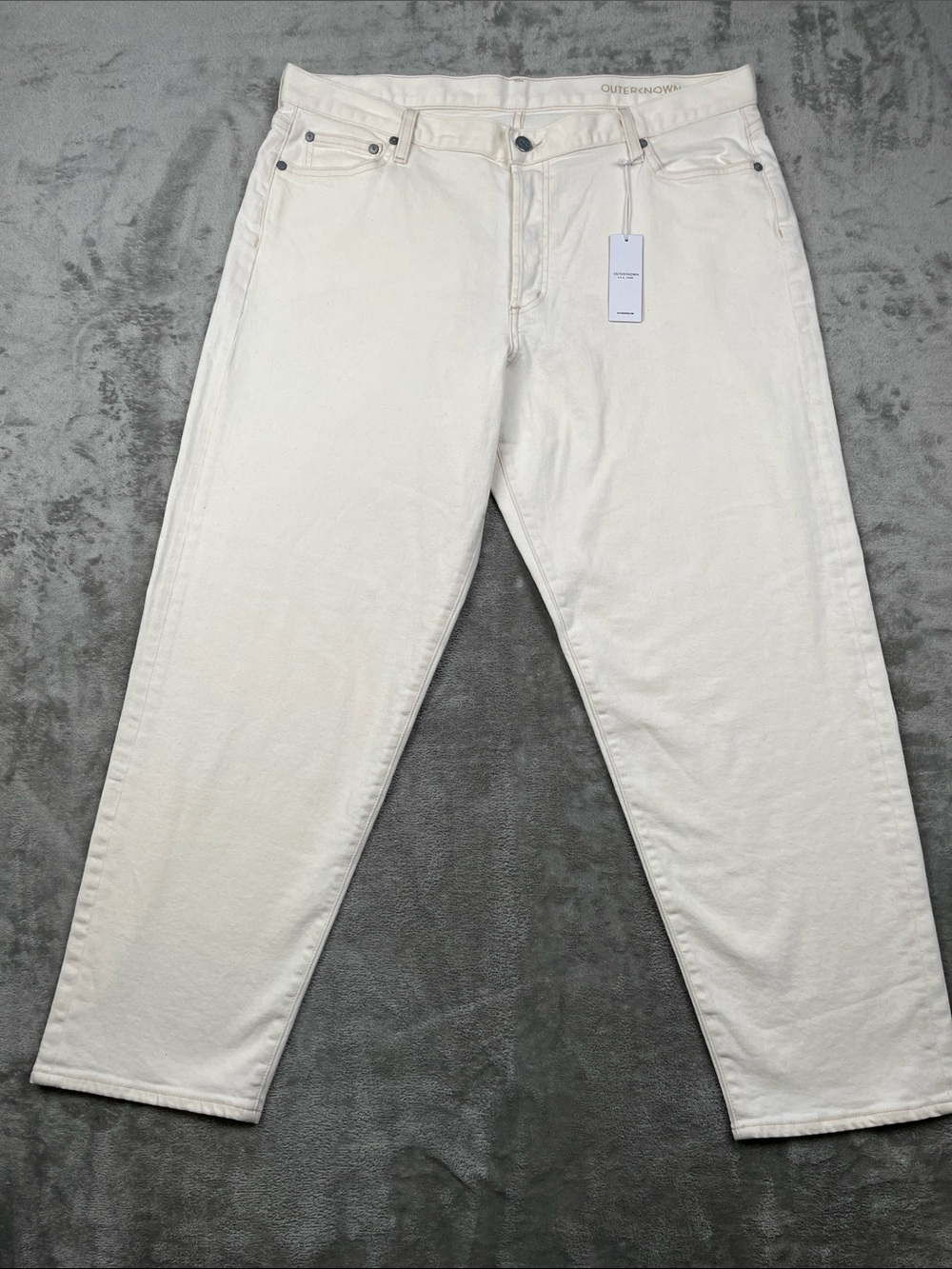 NEW Outerknown 32 Women's Cream Fillmore Boyfriend Straight-Leg SEA Jeans
